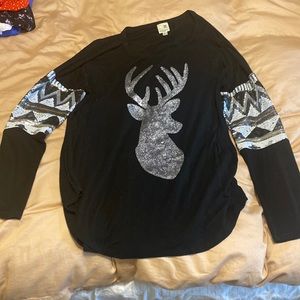 Long sleeve Pink Owl, glitter deer shirt